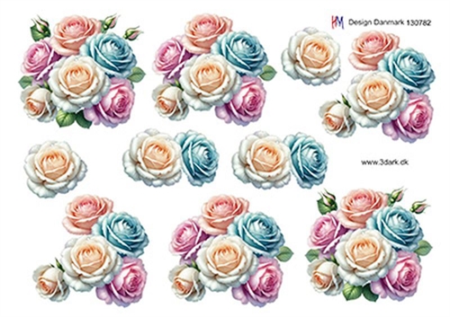 3D Roser i pastelfarver